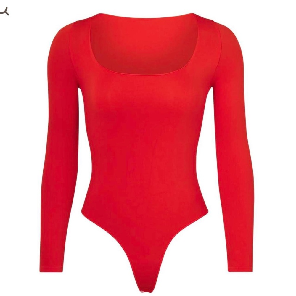 SKIMS Red Long Sleeve Bodysuit
